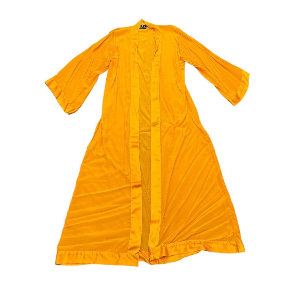 Vintage ASA Kaftans Orange Viscose Open Front Duster Robe 1970s